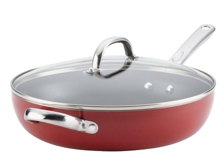 Farberware, Covered Skillet Deep Red 12   Online now