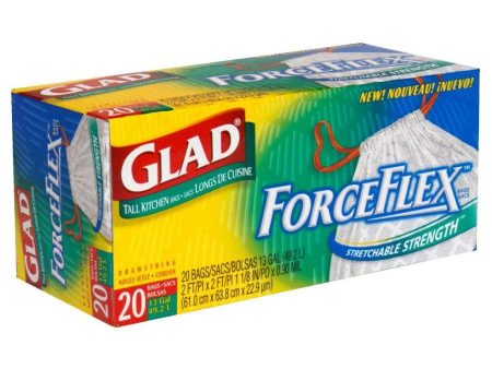 Glad Tall Kitchen Bags ForceFlex 13 Gal, 20 ct For Sale