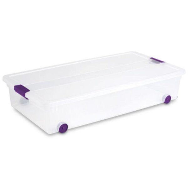 Sterilite Wheeled Latch Box Clear, 57 L Cheap