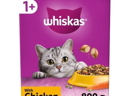 Whiskas 1+ Cat Adult Dry Chicken 800g (BB: 31-01-2025) For Sale