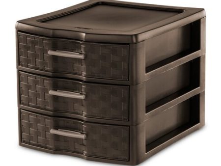 Sterilite 3 Drawer Unit Brown, 34 x 28 x 26 cm For Sale