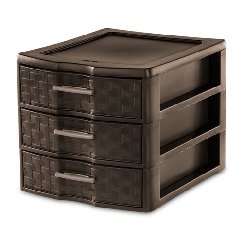 Sterilite 3 Drawer Unit Brown, 34 x 28 x 26 cm For Sale