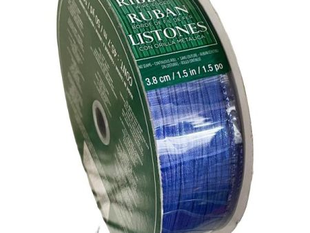 Kirkland Wired Edge Ribbons 50 Yard, Blue,3.8 cm For Sale