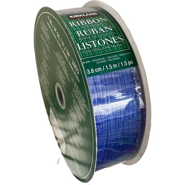 Kirkland Wired Edge Ribbons 50 Yard, Blue,3.8 cm For Sale