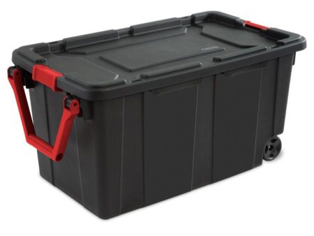 Sterilite Wheeled Industrial Tote Black, 151 L Online Hot Sale