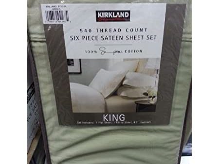 Kirkland Sateen 540 Thread 100% Cott Green Queen For Cheap