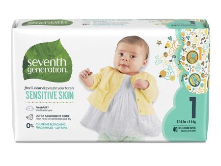 Seventh Generation, Baby Diapers Jumbo size 1 - 40ct Sale