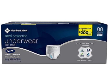 Member s Mark Total Protection Underwear for Men S M, 88 ct Supply