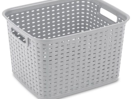 Sterilite Tall Weave Basket, Grey 38L x 31W x 24H cm For Sale