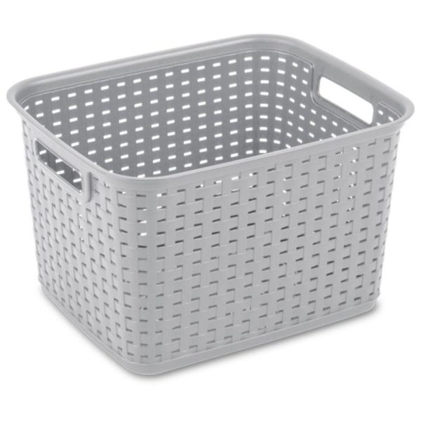 Sterilite Tall Weave Basket, Grey 38L x 31W x 24H cm For Sale