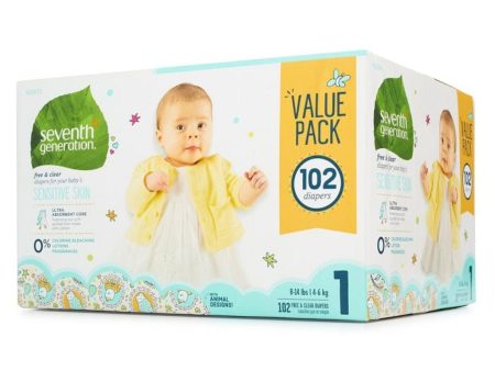 Seventh Generation, Baby Diapers Mega Pck Size 1- 102ct Online now