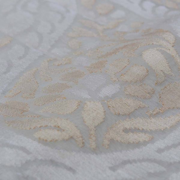 White Pure Kora Silk Real Zari Banarasi Handloom Saree Discount