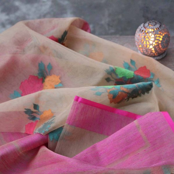 Tussar Pure Kora Silk Net Banarasi Handloom Dupatta on Sale