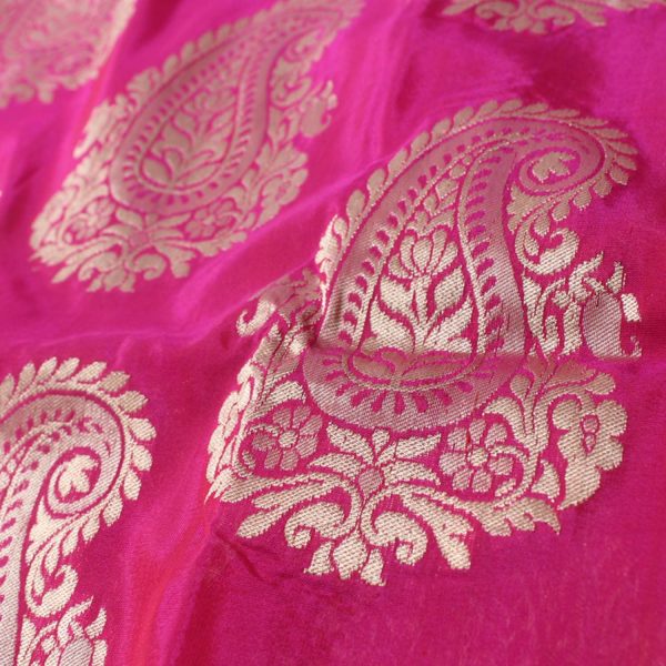 Indian Pink Pure Silk Georgette Handloom Banarasi Saree Cheap