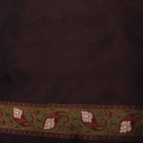 Black-Brown Pure Soft Satin Silk Tanchoi Jamawar Banarasi Handloom Saree Online