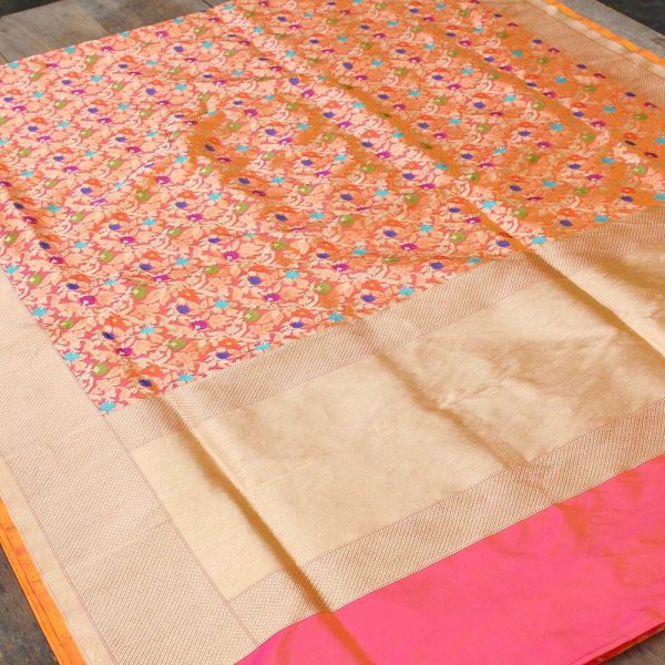 Gold-Rani Pure Katan Silk Banarasi Handloom Saree Hot on Sale