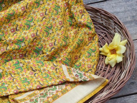 Yellow Pure Katan Silk Banarasi Handloom Patola Saree Hot on Sale