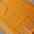 Orangish-Yellow Pure Katan Silk Banarasi Handloom Dupatta For Discount