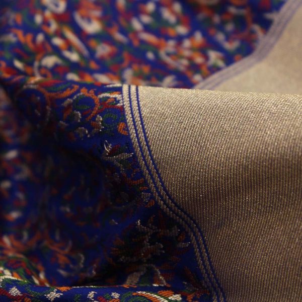 Royal Blue Pure Katan Silk Tanchoi Jamawar Banarasi Handloom Saree Cheap