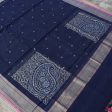 Navy Blue Pure Cotton Banarasi Handloom Dupatta For Cheap