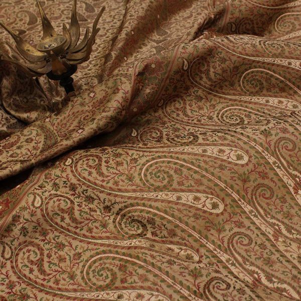 Beige Pure Soft Satin Silk Tanchoi Jamawar Banarasi Handloom Saree Online Hot Sale