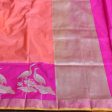 Peach Pure Katan Silk Banarasi Handloom Saree For Sale