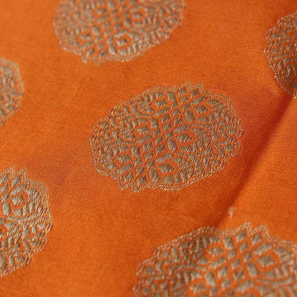 Orange Pure Katan Silk Banarasi Handloom Dupatta Supply