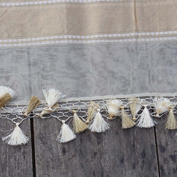 Gold-White Pure Kora Net Banarasi Handloom Dupatta Online