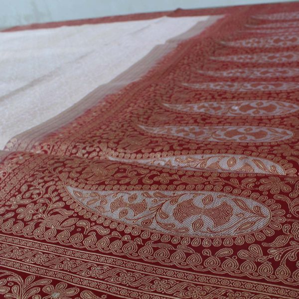 White Pure Katan Silk Banarasi Handloom Saree Discount