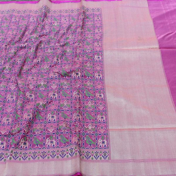 Gajri Pink-Magenta Pure Katan Silk Banarasi Handloom Patola Saree Fashion