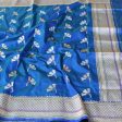 Blue-Green Pure Katan Silk Banarasi Handloom Dupatta Online