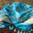 Turquoise Blue Pure Katan Silk Banarasi Handloom Dupatta Sale