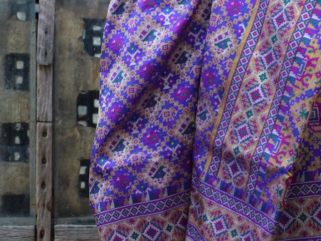 Purple Pure Katan Silk Banarasi Handloom Patola Saree Fashion