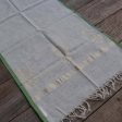 White Pure Cotton Real Zari Banarasi Handloom Stole Hot on Sale