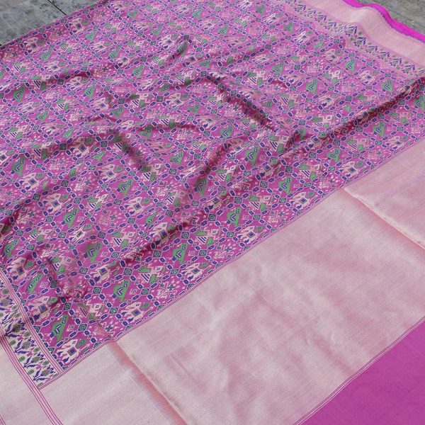 Gajri Pink-Magenta Pure Katan Silk Banarasi Handloom Patola Saree Fashion