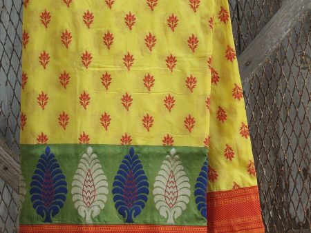 Yellow Pure Silk Georgette Banarasi Handloom Saree Cheap