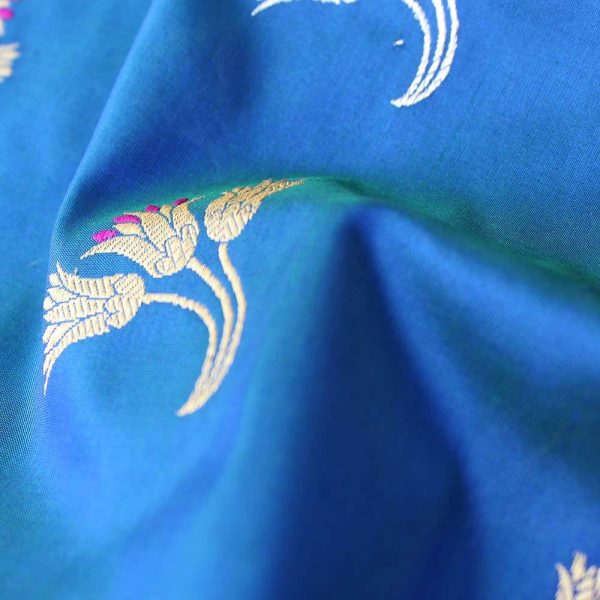 Blue-Green Pure Katan Silk Banarasi Handloom Dupatta Online