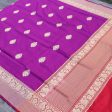 Purple Pure Katan Silk Banarasi Handloom Dupatta Discount