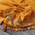 Orangish-Yellow Pure Katan Silk Banarasi Handloom Dupatta For Discount