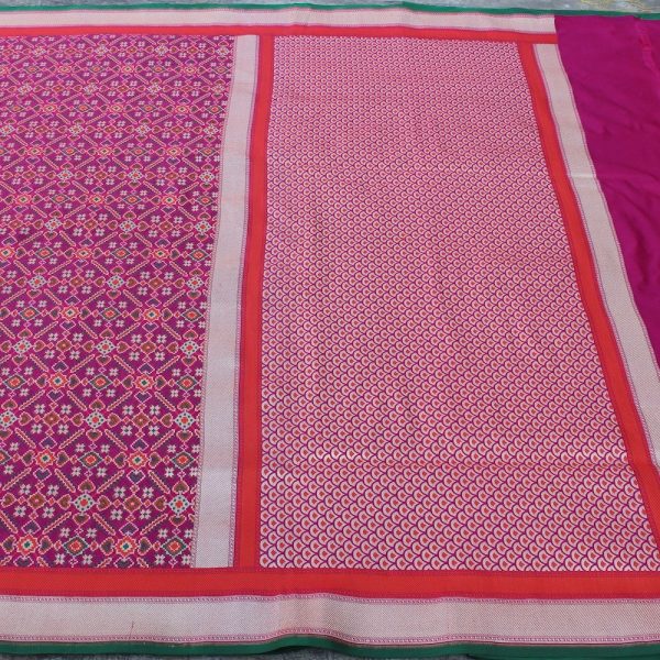 Rani Pink Pure Katan Silk Banarasi Handloom Patola Saree Online