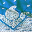 Green-Royal Blue Pure Katan Silk Banarasi Handloom Dupatta Fashion