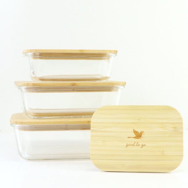 BULK 4x Biome Good To Go Glass Container with Bamboo Lid (Set of 4) Hot on Sale