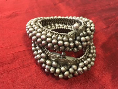 1137 Old Heavy Heirloom Silver Payal Anklets Indian Jewelry on Sale