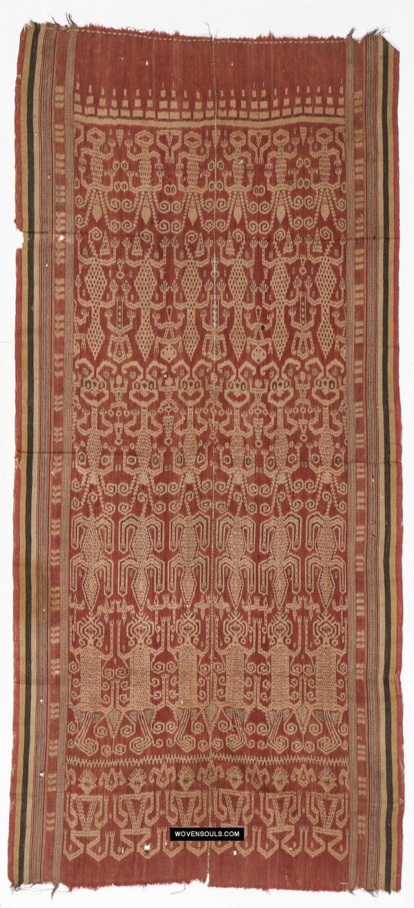 1844 Antique Iban Ceremonial Ikat - Spirit-Figures   Anthropomorhs   Engkaramba For Sale