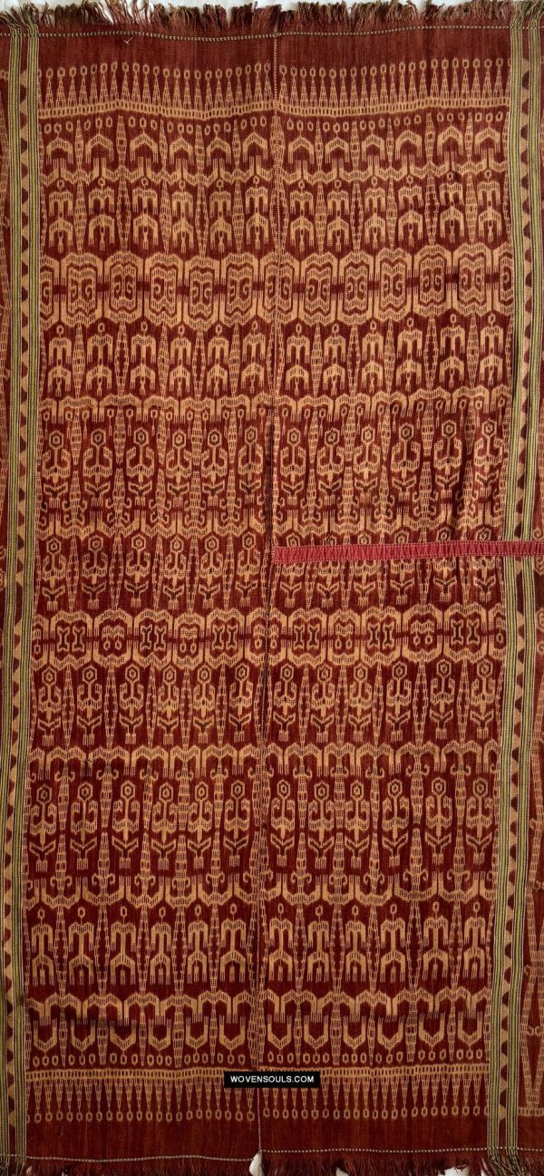 1842 Antique Iban Ceremonial Ikat - Anthropomorphic For Sale