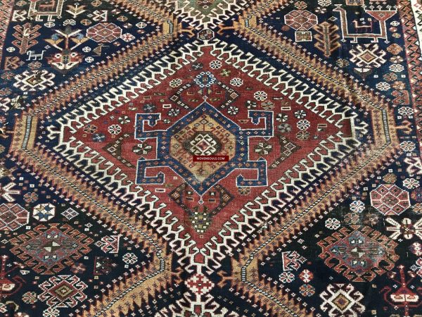 1324 Antique Qashqai Rug with Shekarlu influence For Cheap