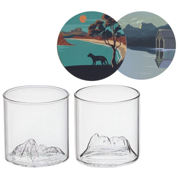 Uprising Glassware Old Fashioned Glass + Coaster Twin Set - Cradle Mountain (Wulinantikala) on Sale