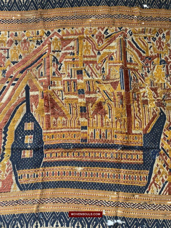 1508  Antique Tampan Ship Cloth with Gorgeous Colors and superb Story Online now