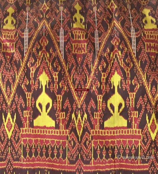 841 B - Fine Pedan Pidan Tie Dye Silk Ikat Temple Banner Wall Art from Cambodia Online now