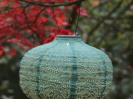 Lumina Outdoor LED Solar Lantern - Teal Pumpkin 30cm Online now